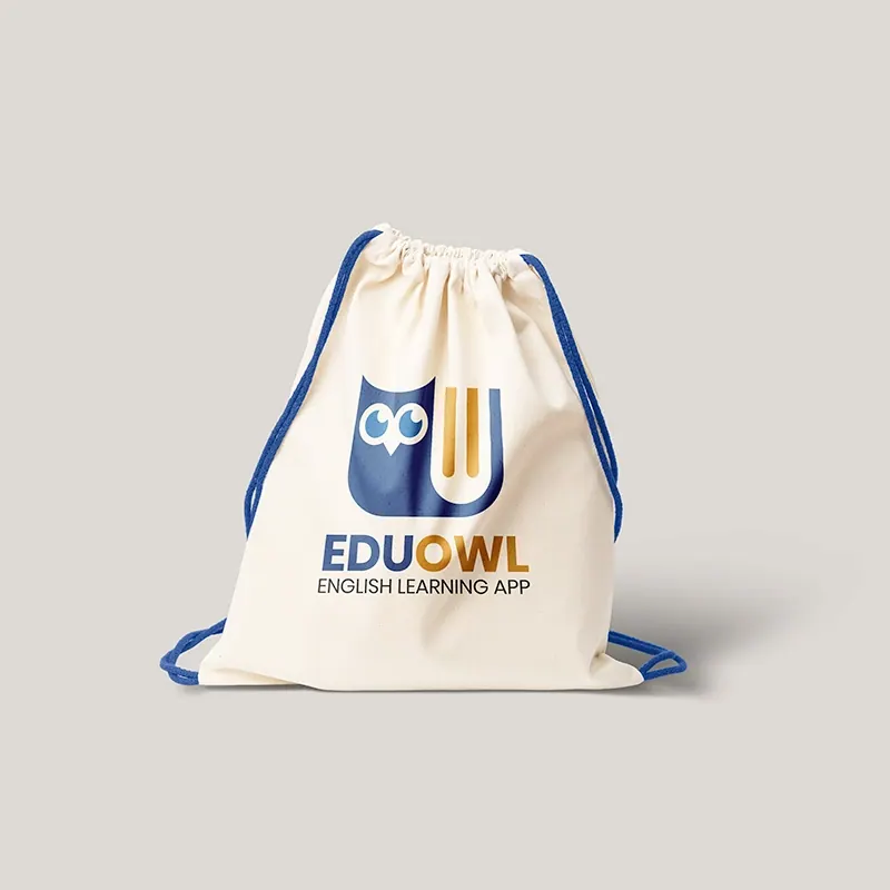Branded drawstring tote bag designed by GDMR